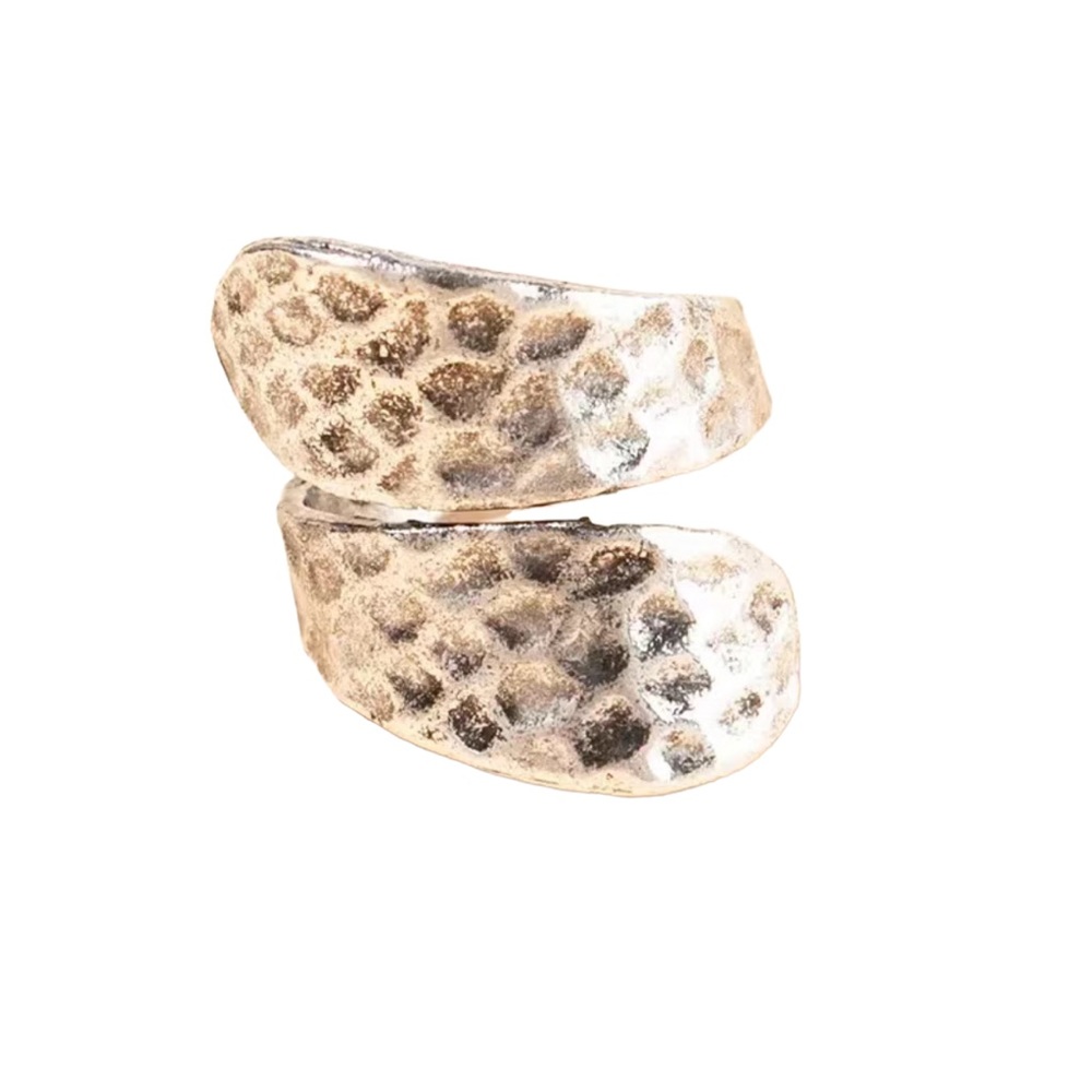 Hammered Look Silver Twist Ring